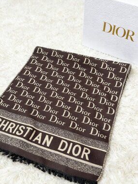 Dior Oblique Brown Beige Scarf